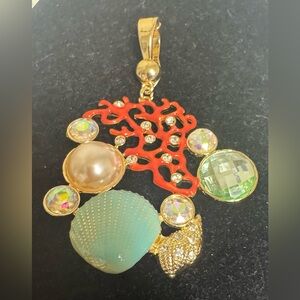 Unlisted Red Coral and Gold Shell Necklace